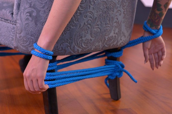 Submissive grey haired slut Arteya pounded tied up on the chair photo 12