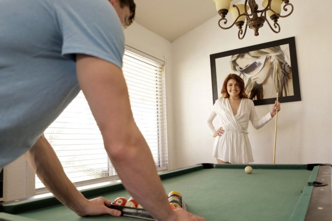 Excited lovers make crazy sex on pool table photo 1